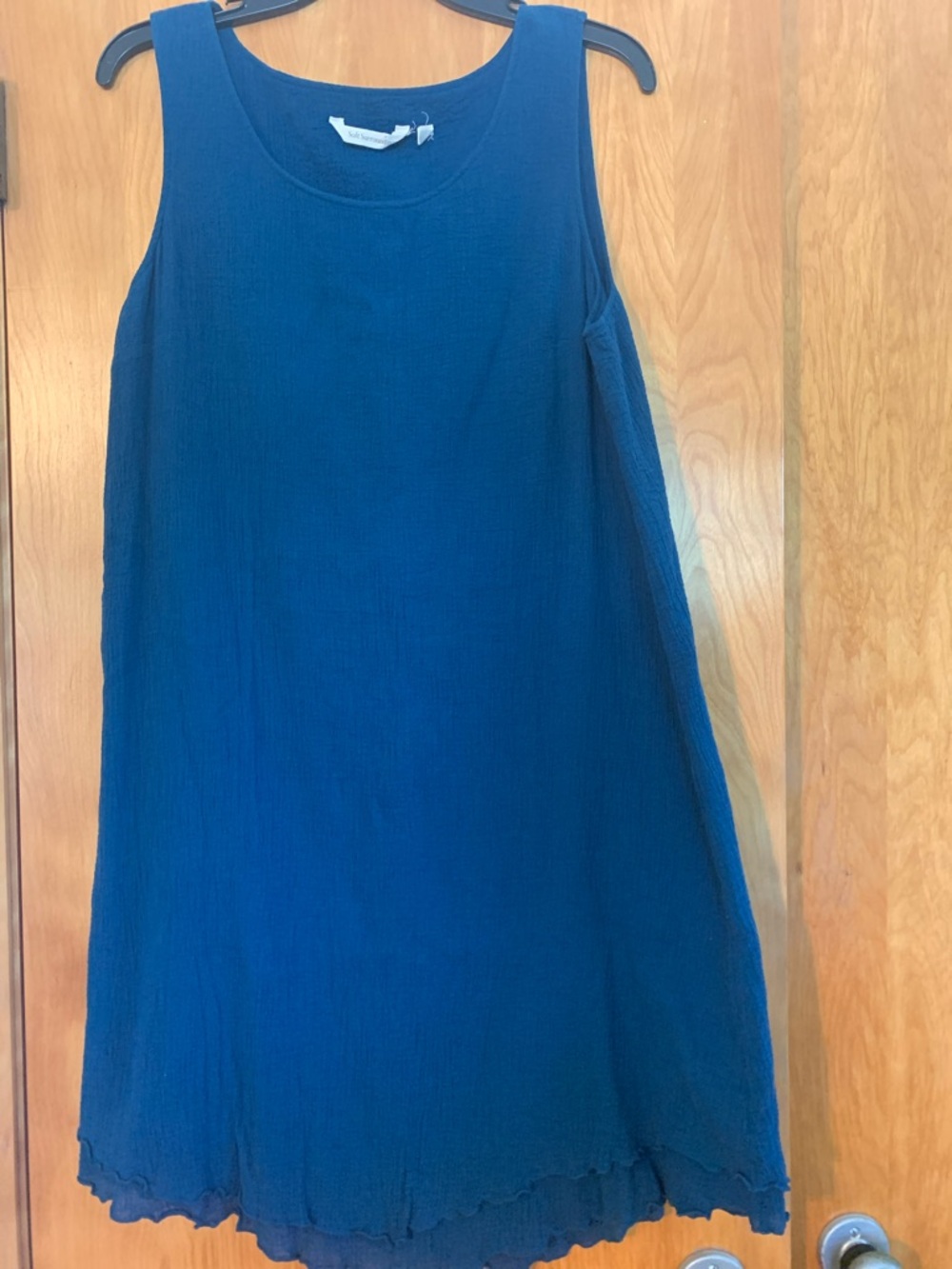 Soft Surroundings 100% Cotton gauzy textured A-Line Boho coastal Dress Sz M